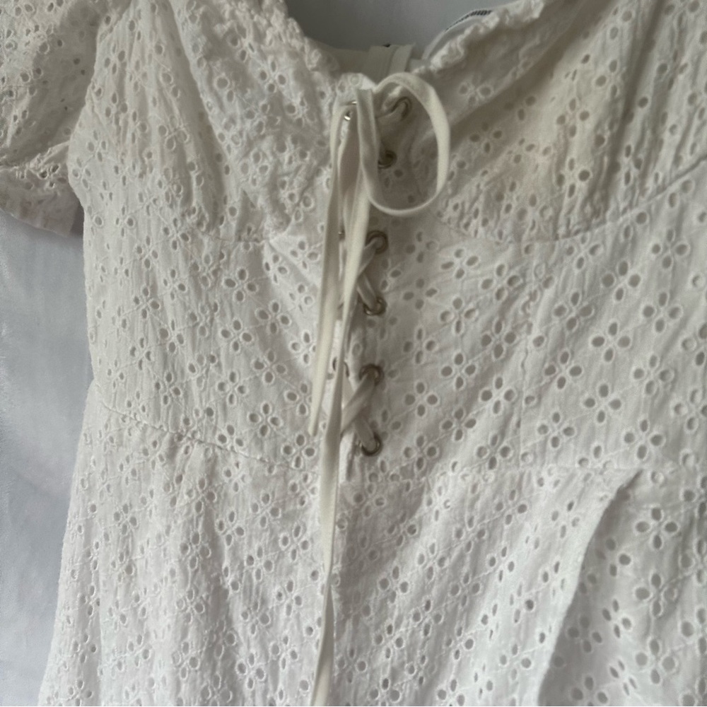 Missguided Eyelet Cotton Romper White Size 6 - Picture 4 of 12